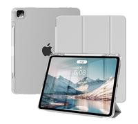 ZOPSGYU Case for iPad Air 13 Inch Case M4/M3/M2 2026/2025/2024, iPad Pro 12.9 Inch (6th/5th/4th/3rd Gen), Built-in Pencil Holder & Auto Wake/Sleep, Clear Back Shell, (Gray)