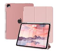 ZOPSGYU Case for iPad Air 13 Inch Case M4/M3/M2 2026/2025/2024, iPad Pro 12.9 Inch (6th/5th/4th/3rd Gen), Built-in Pencil Holder & Auto Wake/Sleep, Clear Back Shell, (Pink)