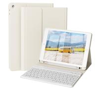 ZOPSGYU Case with Keyboard for iPad 9th/8th/7th Generation 10.2 inch 2021/2020/2019 Detachable Wireless Bluetooth Keyboard Cover Thin & Light with Left Side Pencil Holder Auto Wake/Sleep,(White)