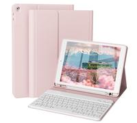 ZOPSGYU Case with Keyboard for iPad 9th/8th/7th Generation 10.2 inch 2021/2020/2019 Detachable Wireless Bluetooth Keyboard Cover Thin & Light with Left Side Pencil Holder Auto Wake/Sleep,(Pink)