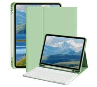 ZOPSGYU Case with Keyboard for iPad Air 11 Inch M3 2025/M2 2024, Air 5th/4th Generation 10.9 Inch with Pencil Holder, Shockproof Folio Cover with Magnetic Detachable Bluetooth Keyboard, Matcha Green
