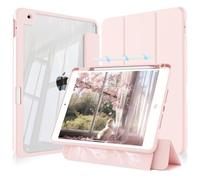 ZOPSGYU Detachable Case for iPad 9th Generation 2021, iPad 8th/7th Generation 2020/20219 with Pencil Holder, Transparent Hard Back, Shockproof Frame, Magnetic Removable Cover for iPad 10.2 Inch, Pink
