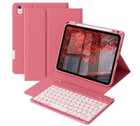 ZOPSGYU Keyboard Case for iPad A16 11th/10th Generation 11 Inch/10.9 Inch (2025/2022) with Pencil Holder, 7-Color Backlit Detachable Bluetooth Keyboard, Adjustable Stand, Auto Wake up/Sleep, Red