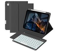 ZOPSGYU Keyboard Case for iPad A16 11th/10th Generation 11 Inch/10.9 Inch (2025/2022) with Pencil Holder, 7-Color Backlit Detachable Bluetooth Keyboard, Adjustable Stand, Auto Wake up/Sleep, Black