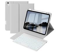 ZOPSGYU Keyboard Case for iPad A16 11th/10th Generation 11 Inch/10.9 Inch (2025/2022) with Pencil Holder, 7-Color Backlit Detachable Bluetooth Keyboard, Adjustable Stand, Auto Wake up/Sleep, Gray