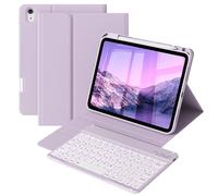 ZOPSGYU Keyboard Case for iPad A16 11th/10th Generation 11 Inch/10.9 Inch (2025/2022) with Pencil Holder, 7-Color Backlit Detachable Bluetooth Keyboard, Adjustable Stand, Auto Wake up/Sleep, Purple