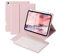 ZOPSGYU Keyboard Case for iPad A16 11th/10th Generation 11 Inch/10.9 Inch (2025/2022) with Pencil Holder, 7-Color Backlit Detachable Bluetooth Keyboard, Adjustable Stand, Auto Wake up/Sleep, Pink