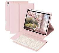 ZOPSGYU Keyboard Case for iPad Air 11 Inch M3/M2 2025/2024, 7 Color Backlit Detachable Bluetooth Keyboard, Shockproof Cover with Pencil Holder for iPad Air 5th/4th Generation 10.9 Inch, Pink