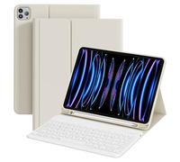 ZOPSGYU Keyboard Case for iPad Pro 11 Zoll 4th/3rd/2nd Generation (2022,2021,2020) with Pencil Holder, Detachable Bluetooth White Keyboard, Lightweight & Portable, TPU Case for iPad Pro 11", White