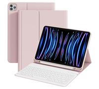 ZOPSGYU Keyboard Case for iPad Pro 11 Zoll 4th/3rd/2nd Generation (2022,2021,2020) with Pencil Holder, Detachable Bluetooth White Keyboard, Lightweight & Portable, TPU Case for iPad Pro 11", Pink