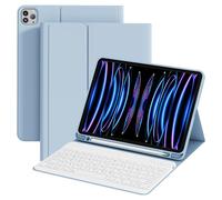 ZOPSGYU Keyboard Case for iPad Pro 11 Zoll 4th/3rd/2nd Generation (2022,2021,2020) with Pencil Holder, Detachable Bluetooth White Keyboard, Lightweight & Portable, TPU Case for iPad Pro 11", Sky Blue