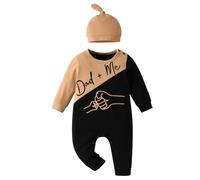 Zoputey Newborn Baby Boy Romper Long Sleeve Letter Print One Piece Jumpsuit, Black, 0 Months