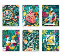 ZOQIPQO Biochemical Science Art Poster,Microbiology Chemistry Wall Prints,Science Canvas Wall Art,School Laboratory Decoration Set of 6 (Unframed 8x10 inches)