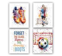 ZOQIPQO Girl Graffiti Soccer Canvas Wall Art,Prints Soccer Poster,Girls Bedroom Wall Art,Teen Girl Bedroom, Club Locker Room, Dorm Room Decor, Ideal for Football Poster,4pcs(8x10in Unframed)
