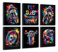 ZOQIPQO Motocross Wall Art Canvas Prints, Dirtbike Decor for Boys Motocross Bedroom Picture Photo, Cool Motocross Room Decoration, Dirtbike Stuff Motocross Gifts for Dirt Bike Lovers (8x10)