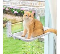 Zoratoo Foldable Cat Window Perch with Metal Frame and Reversible Washable Cover Cat Hammock Bed, 4 Large Suction Cups Window Resting Seat for Indoor Kittens (Grey)