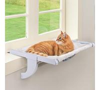 Zoratoo Window Sill Mount Cat Perch, One-Step Sliding Clamping Slot Adjustment Hammock with Removable Fabric Cover, No Suction Cups Bed for Windowsill & Bedside (XL)
