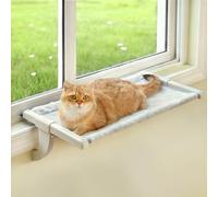 Zoratoo Window Sill Mount Cat Perch, One-Step Sliding Clamping Slot Adjustment Hammock with Removable Fabric Cover, No Suction Cups Bed for Windowsill & Bedside (XL)