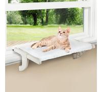 Zoratoo Window Sill Mount Cat Perch - One-Step Sliding Clamping Slot Adjustment, Removable Fabric Covers, No Suction Cups Cat Bed for Windowsill & Bedside (Medium)