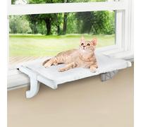 Zoratoo Window Sill Mount Cat Perch, One-Step Sliding Clamping Slot Adjustment, Removable Fabric Cover, No Suction Cups Cat Bed for Window & Bedside (Large)