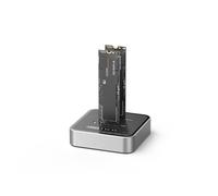 ZoraVson M.2 NVMe SSD Cloner, Dual Bay NVMe enclosure, 20Gbps USB3.2 Gen 2 to Adapter M.2 Docking Station for M/B+M Key PCIE SSD Reader Support One-Click Offline Clone,Tool-free