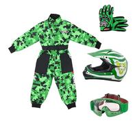 Zorax Green CAMO XS(3-4 Years) Kids Suit & Gloves S(5cm) & Goggles & Zorax S (49-50cm) ZOR-X17 Kids Children Motocross Motorbike Motorcycle Helmet Set ECE2206