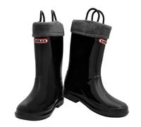 Zorax Kids Handle Rain Boots With Warm Lining - UK 2 Adult - EU33 - Black