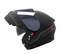 Zorax ZOR-838 Matt Black/Silver XXL (63-64cm) Motorbike Helmet + Extra Dark Smoke Visor - Modular Flip up Front Motorcycle Helmet