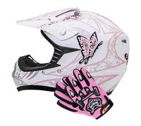 Zorax ZOR-X18 Butterfly XS (48-49cm) Children Kids MX Motocross Motorcycle Motorbike Helmet ECE 2206 ECE 2206 & Gloves S(5cm)