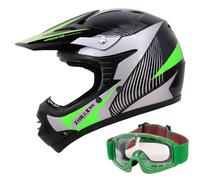 Zorax ZOR-X19 Green XS (48-49cm) PREDATOR Kids Motocross Motorbike MX Helmet ECE 2206 & Goggles