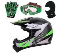 Zorax ZOR-X19 Green XS (48-49cm) PREDATOR Kids Motorbike Motocross MX Helmet ECE 2206 & Gloves S(5cm) & Goggles & Balaclava