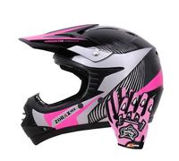 Zorax ZOR-X19 Pink XS (48-49cm) PREDATOR Kids Motocross Motorbike MX Helmet ECE 2206 & Gloves S(5cm)