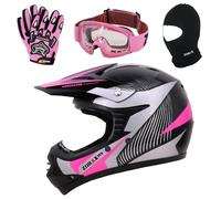 Zorax ZOR-X19 Pink XS (48-49cm) PREDATOR Kids Motorbike Motocross MX Helmet ECE 2206 & Gloves S(5cm) & Goggles & Balaclava