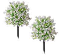 ZoraYorce 2Pcs 23.62 in Fake Outdoor Flowers with Ground Stake | 2 x artificial flower stakes with ground stake included. Realistic petals, UV resistant, no maintenance outside for porch,