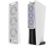 ZoraYorce Cooling Fan for PS5 Accessories, Upgraded Quiet Cooler Fan with Auto Speed, LED & Controller USB Port for PS5 Disc/Digital Edition 2020, Not for PS5 Slim and New PS5 Pro