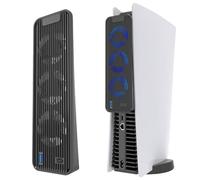 ZoraYorce Cooling Fan for PS5 Accessories, Upgraded Quiet Cooler Fan with Auto Speed, LED & Controller USB Port for PS5 Disc/Digital Edition 2020, Not for PS5 Slim and New PS5 Pro