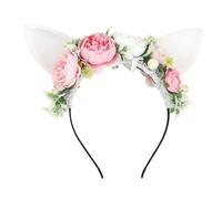 ZoraYorce Easter Bunny Ears Headband Rabbit Ear Hairband Lace Floral Bunny Headwear for Easter Party Masquerade Animal Theme Party (Style D)