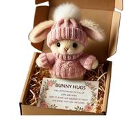ZoraYorce Easter Mini Cute Bunny Hug, Mini-Knitted Bunnies Hug Easter Gift, Rabbits Stuffed Animal Sets with Gift Box Inspirational Card, for Friends, Family