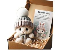 ZoraYorce Easter Mini Cute Bunny Hug, Mini-Knitted Bunnies Hug Easter Gift, Rabbits Stuffed Animal Sets with Gift Box Inspirational Card, for Friends, Family