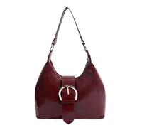 ZoraYorce Fashionable Commuter Shoulder Bag for Women PU Leather Dumpling Shaped Underarm Bag Solid Color with Removable Strap for Dating Shopping Work (Wine Red)