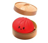 ZoraYorce Giant Dumpling Squeeze with Steamer Box Colorful Sensory Fidget Toy Soft Squeeze Stress Relief Decompression Desk Toy for Kids Adults Party Favors (Red)