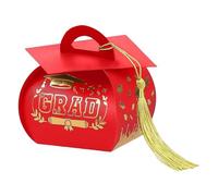 ZoraYorce Graduation Hat Gift Boxes with Tassel Congrats Grad Cap Treat Box Multi-Purpose Creative Table Centerpieces Box for Doctoral Ceremonies Honor Society Events (Red 2)