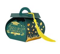 ZoraYorce Graduation Hat Gift Boxes with Tassel Congrats Grad Cap Treat Box Multi-Purpose Creative Table Centerpieces Box for Doctoral Ceremonies Honor Society Events (Green 3)