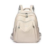 ZoraYorce PU Leather Women Versatile School Bags Large Capacity Multi-Layer Rucksack Solid Color Multi-Pocket Daypack Travel Work Shopping Backpack (White)