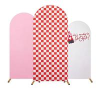 ZoraYorce Themed Event Background Display Stand Set Multi-Purpose Party Photo Backdrop Reusable Event Signature Background Cloth Replacement for American Independence Day/Soccer Games (Red-white chec