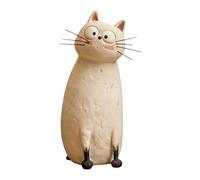 ZoraYorce Whimsical Cat Figurine Funny Cute Small Resin Sculpture Adorable Neko Figurine Miniature Desktop Ornament Fairy Home Office Decoration (White)