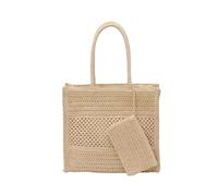 ZoraYorce Women Handwoven Straw Bag Large Capacity with Small Wallet Lightweight Crochet Summer Handbag for Summer Vacation Shopping Travel (White)