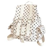 ZoraYorce Women Nylon Polka Dot Backpack Large Capacity Travel Daypack Bags Multiple Pockets Students Bookbags for Teens Girls College Commute (White)