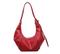 ZoraYorce Women PU Leather Solid Color Shoulder Bag W/Zipper Closure Large Capacity Shoulder Bag Shoulder Crossbody Purse for Travel Shopping Work Daily Use (Red)