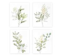 Zorbal 4pcs Green Wall Art, Botanical Prints Canvas Set with Watercolor Plant Theme, Large Wall Art for Living Room Decor & Hallway Styling, Unframed Home Decor Prints for Modern Interior